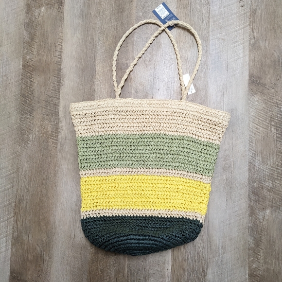 Universal Thread Beach Shoulder Bag 100% Paper Multi Color - Picture 1 of 12